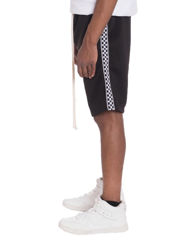 Weiv Mens Checkered Stripe Track Shorts - Luminous Bear Shop