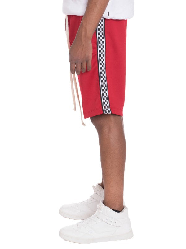 Weiv Mens Checkered Stripe Track Shorts - Luminous Bear Shop