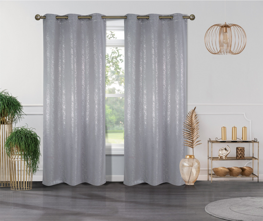 Cassie Metallic Textured Blackout Grommet Top Curtains - Luminous Bear Shop