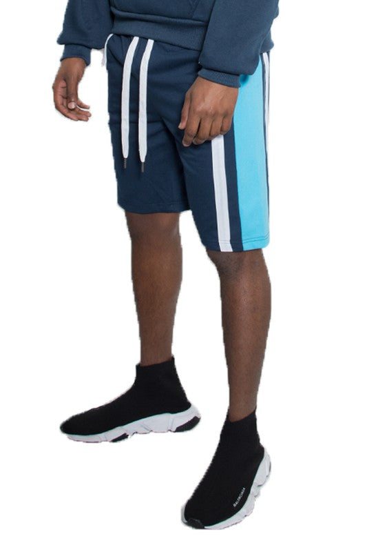Weiv Mens Color Block Stripe Sweat Shorts - Luminous Bear Shop