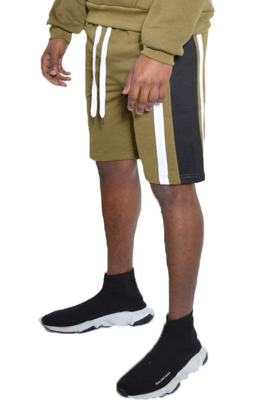 Weiv Mens Color Block Stripe Sweat Shorts - Luminous Bear Shop