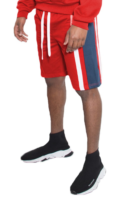 Weiv Mens Color Block Stripe Sweat Shorts - Luminous Bear Shop