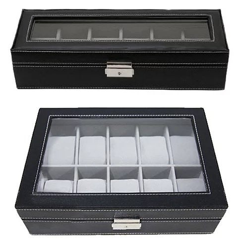 WATCH VALET Glass Top Watch Boxes For Collection Of 6 or 10 Watches - Luminous Bear Shop