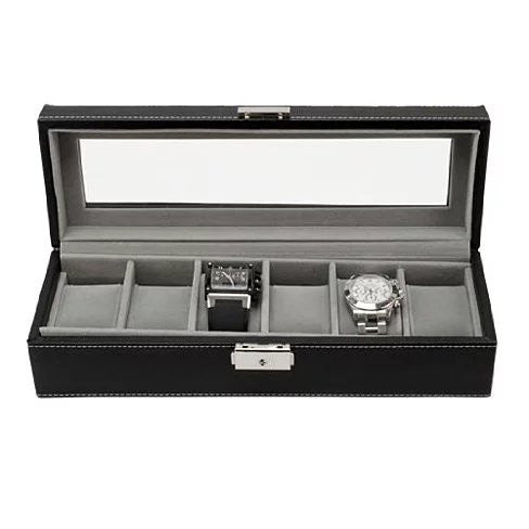 WATCH VALET Glass Top Watch Boxes For Collection Of 6 or 10 Watches - Luminous Bear Shop