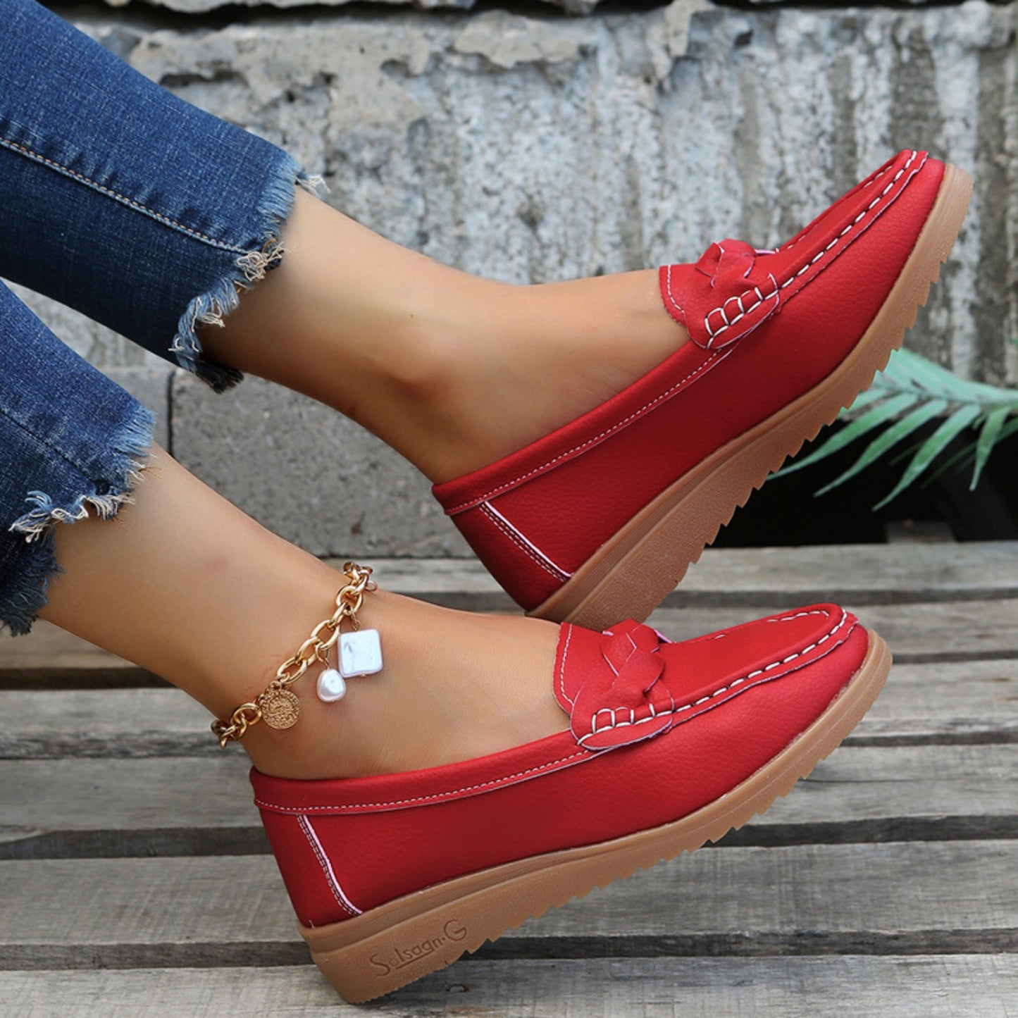 Weave Wedge Heeled Loafers - Luminous Bear Shop