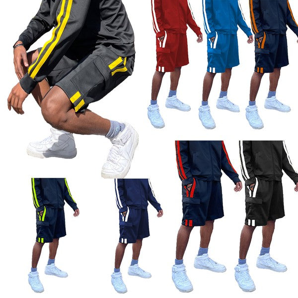 Two Stripe Cargo Pouch Shorts - Luminous Bear Shop