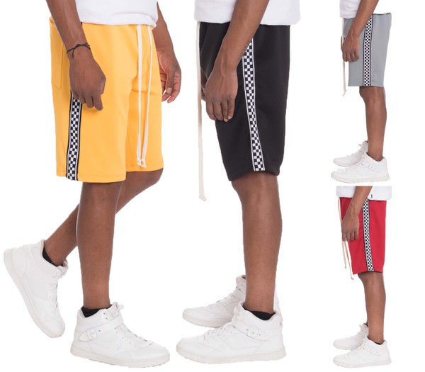 Weiv Mens Checkered Stripe Track Shorts - Luminous Bear Shop