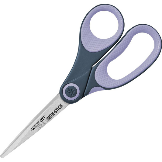 Westcott 8" Non-Stick Straight Scissors - 8" Overall Length - Straight-left/right - Titanium - Pointed Tip - Purple - 1 Each - Luminous Bear Shop