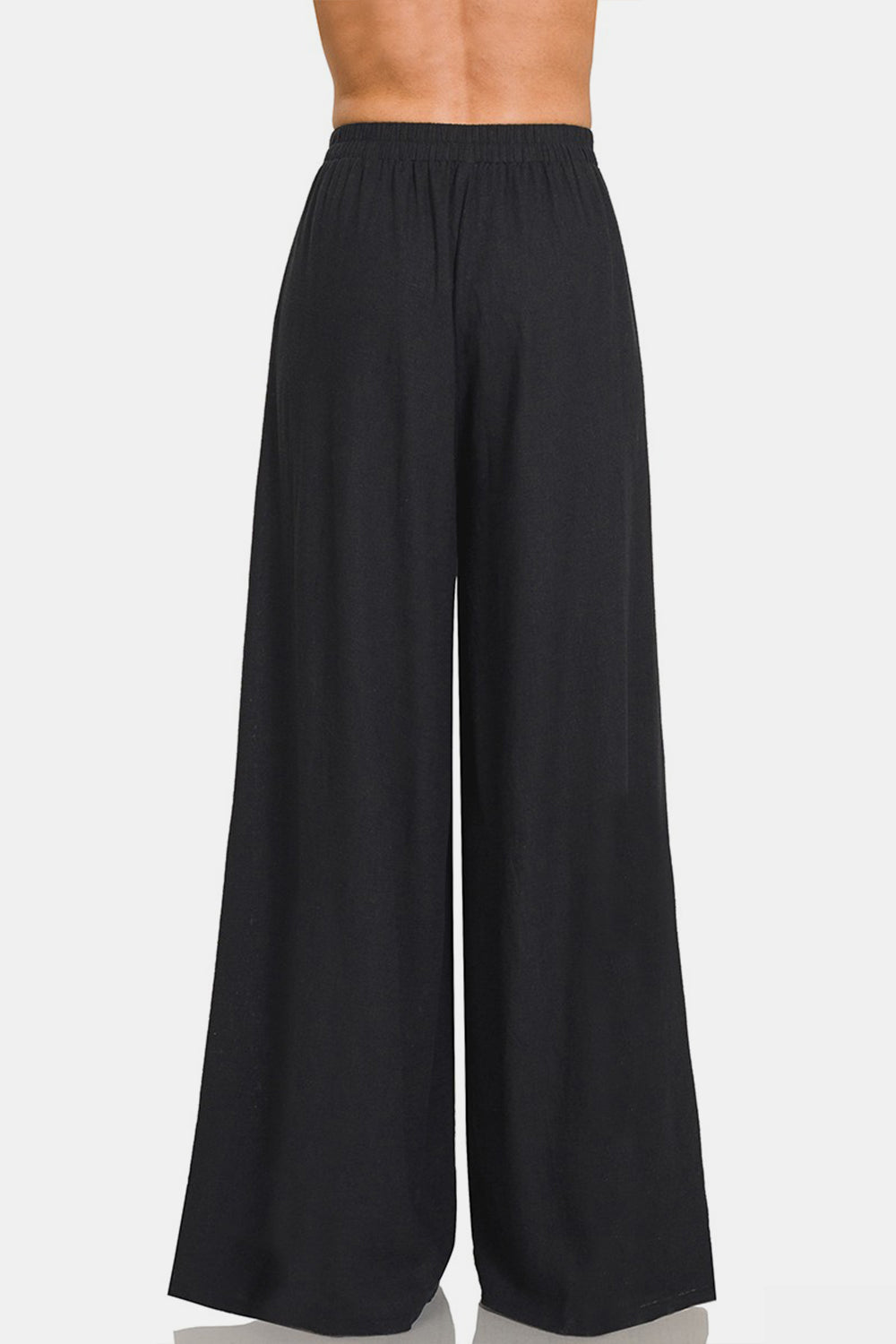 Pleated Linen Blend Wide Leg Pants - Luminous Bear Shop