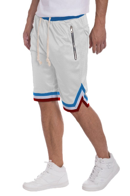 STRIPED BAND SOLID BASKETBALL SHORTS - Luminous Bear Shop