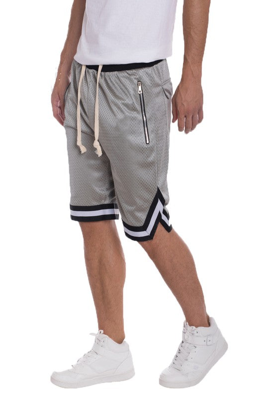 STRIPED BAND SOLID BASKETBALL SHORTS - Luminous Bear Shop