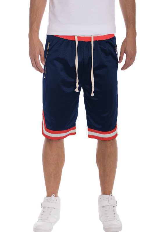 STRIPED BAND SOLID BASKETBALL SHORTS - Luminous Bear Shop