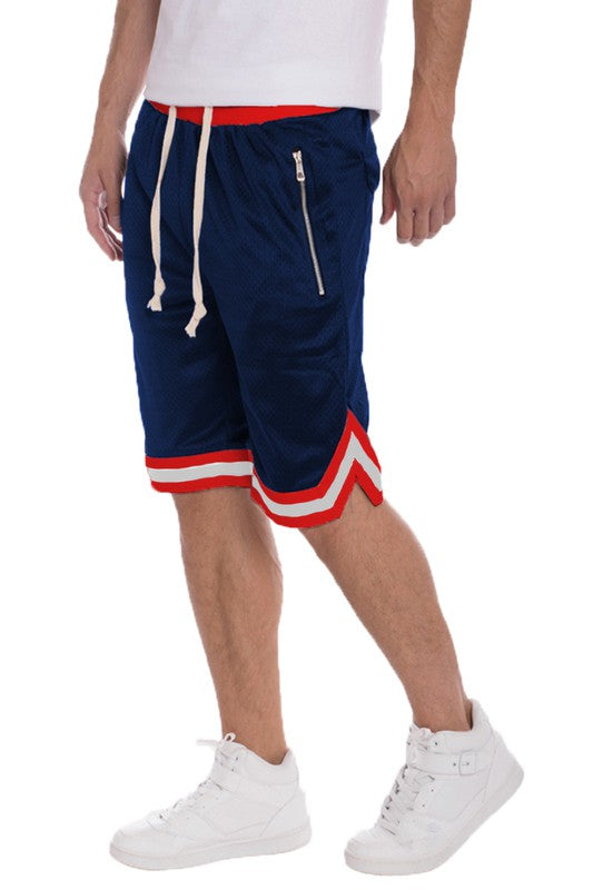 STRIPED BAND SOLID BASKETBALL SHORTS - Luminous Bear Shop