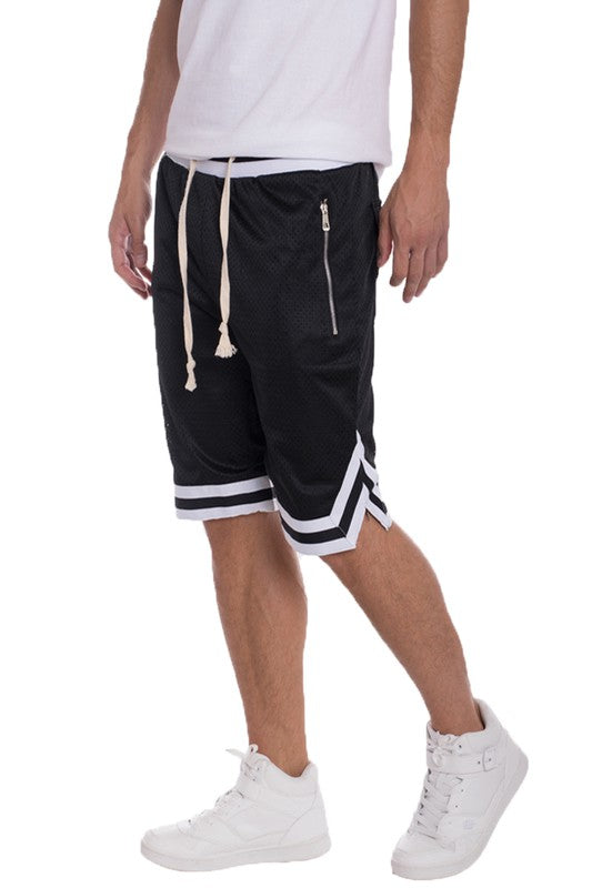 STRIPED BAND SOLID BASKETBALL SHORTS - Luminous Bear Shop