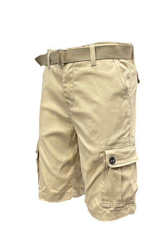 Weiv Mens Belted Cargo Shorts with Belt - Luminous Bear Shop