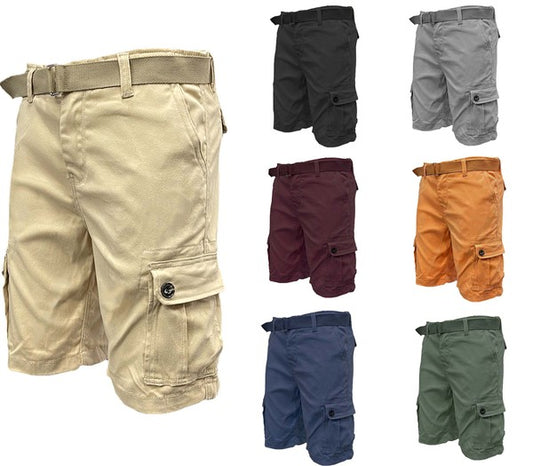 Weiv Mens Belted Cargo Shorts with Belt - Luminous Bear Shop