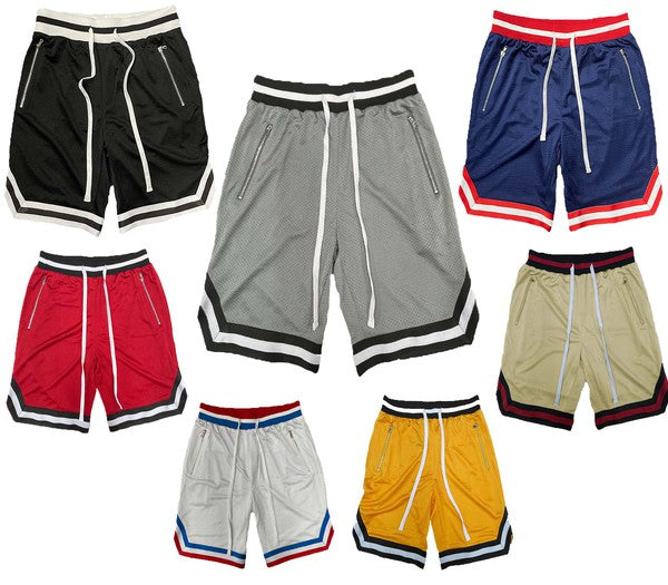 STRIPED BAND SOLID BASKETBALL SHORTS - Luminous Bear Shop