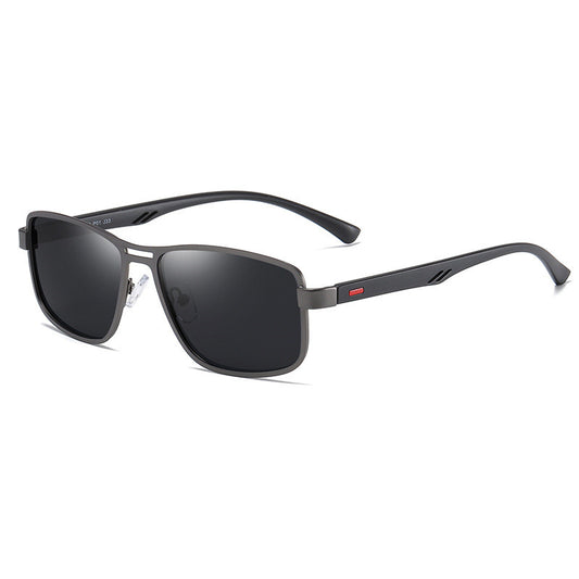 Color: Grey - Retro square men's polarized sunglasses