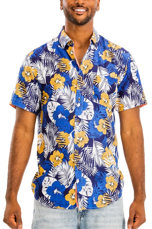 Hawaiian Print Button Down Shirt - Luminous Bear Shop