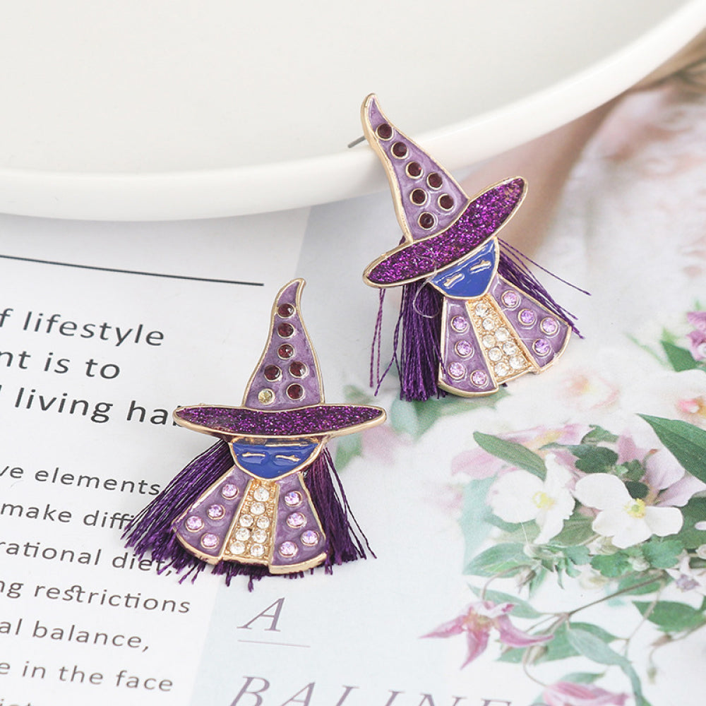 Witch Rhinestone Alloy Earrings - Luminous Bear Shop