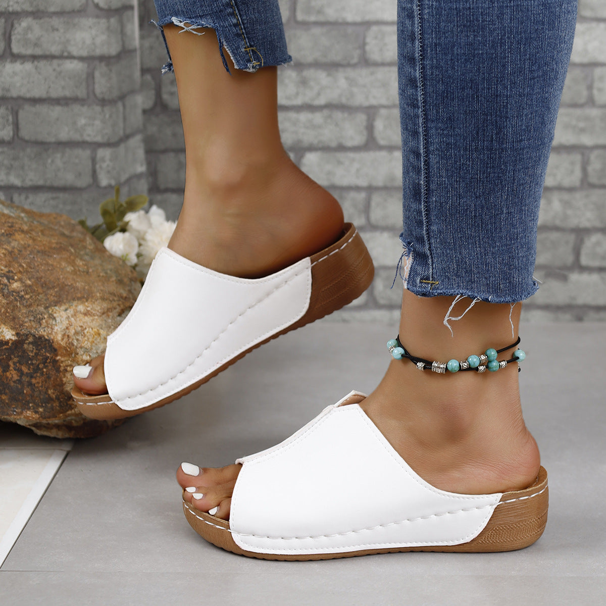 PU Leather Open Toe Sandals - Luminous Bear Shop