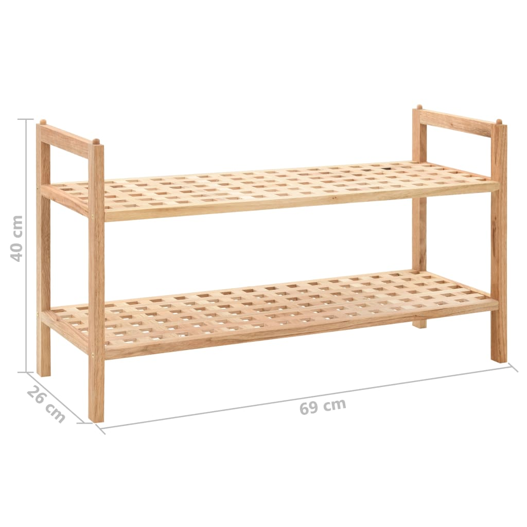 vidaXL Shoe Rack Solid Walnut Wood 27.2"x10.2"x15.7" - Luminous Bear Shop