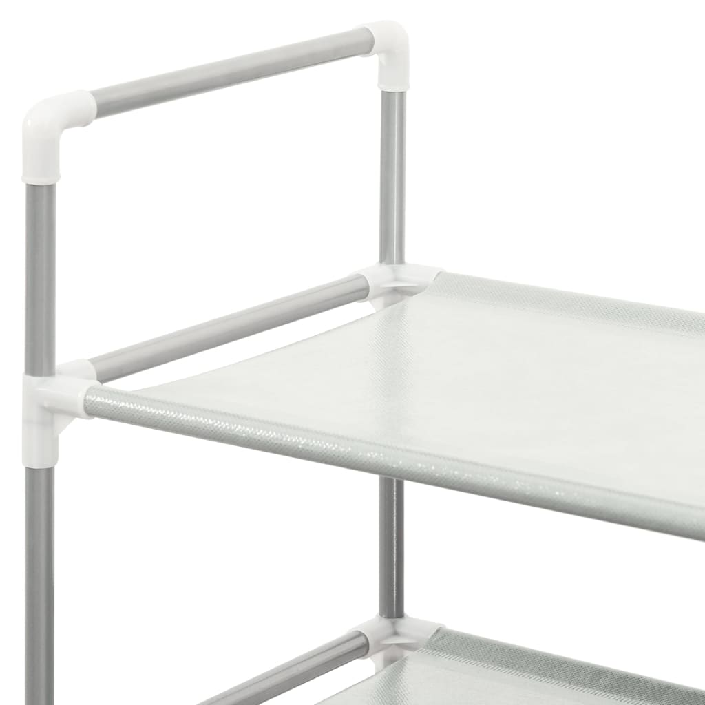 vidaXL Shoe Rack with 8 Shelves Metal and Non-woven Fabric Silver - Luminous Bear Shop