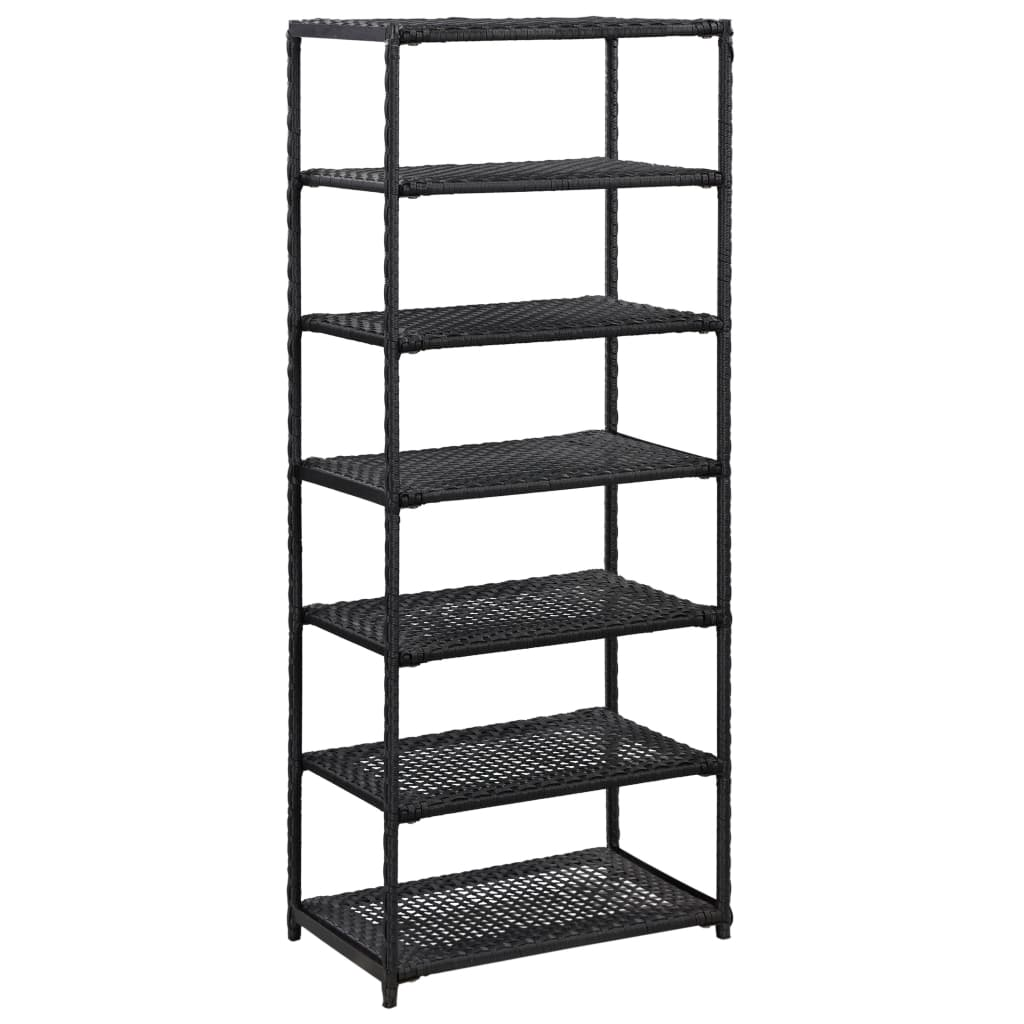 vidaXL Shoe Rack Black 19.7"x11.8"x47.2" Poly Rattan - Luminous Bear Shop