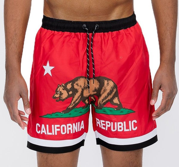 California CA Bear Swim Trunks Board Shorts - Luminous Bear Shop