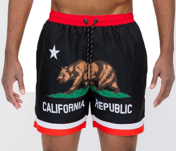California CA Bear Swim Trunks Board Shorts - Luminous Bear Shop