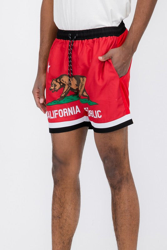 California CA Bear Swim Trunks Board Shorts - Luminous Bear Shop