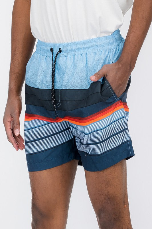 Blue stripes Swim Trunks Board Shorts - Luminous Bear Shop