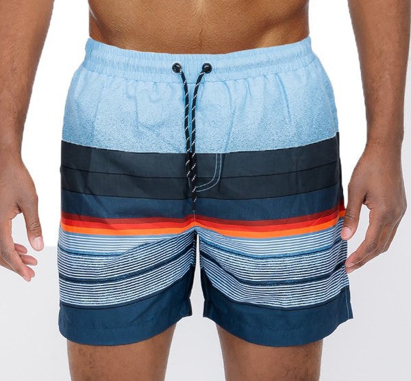 Blue stripes Swim Trunks Board Shorts - Luminous Bear Shop