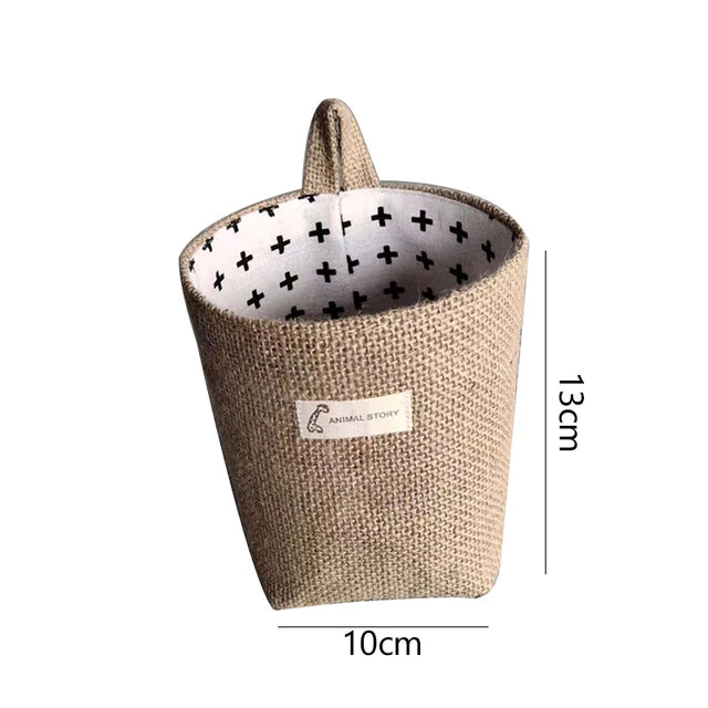 Cotton Linen Storage Basket Hanging Pocket Jute Bag - Luminous Bear Shop