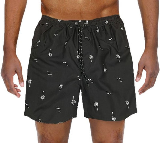 Palm Tree Print Swim Trunks Board Shorts - Luminous Bear Shop