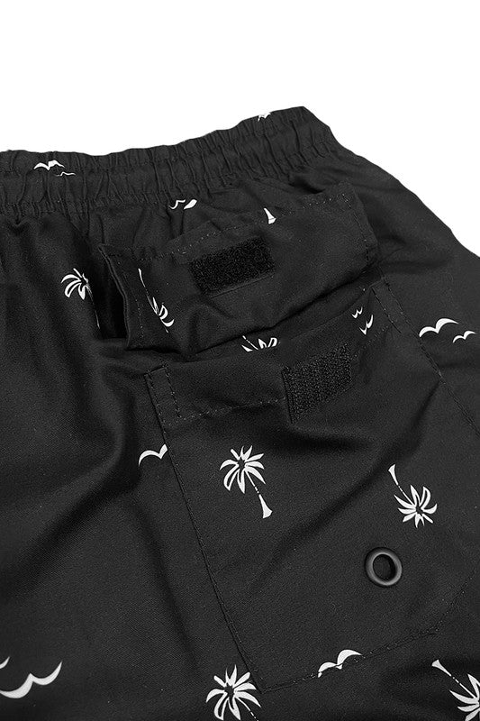 Palm Tree Print Swim Trunks Board Shorts - Luminous Bear Shop