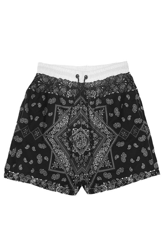 Paisley Bandana Print Swim Trunks Board Shorts - Luminous Bear Shop