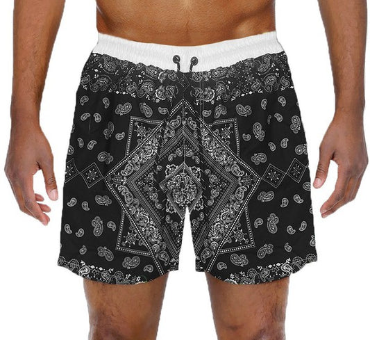 Paisley Bandana Print Swim Trunks Board Shorts - Luminous Bear Shop