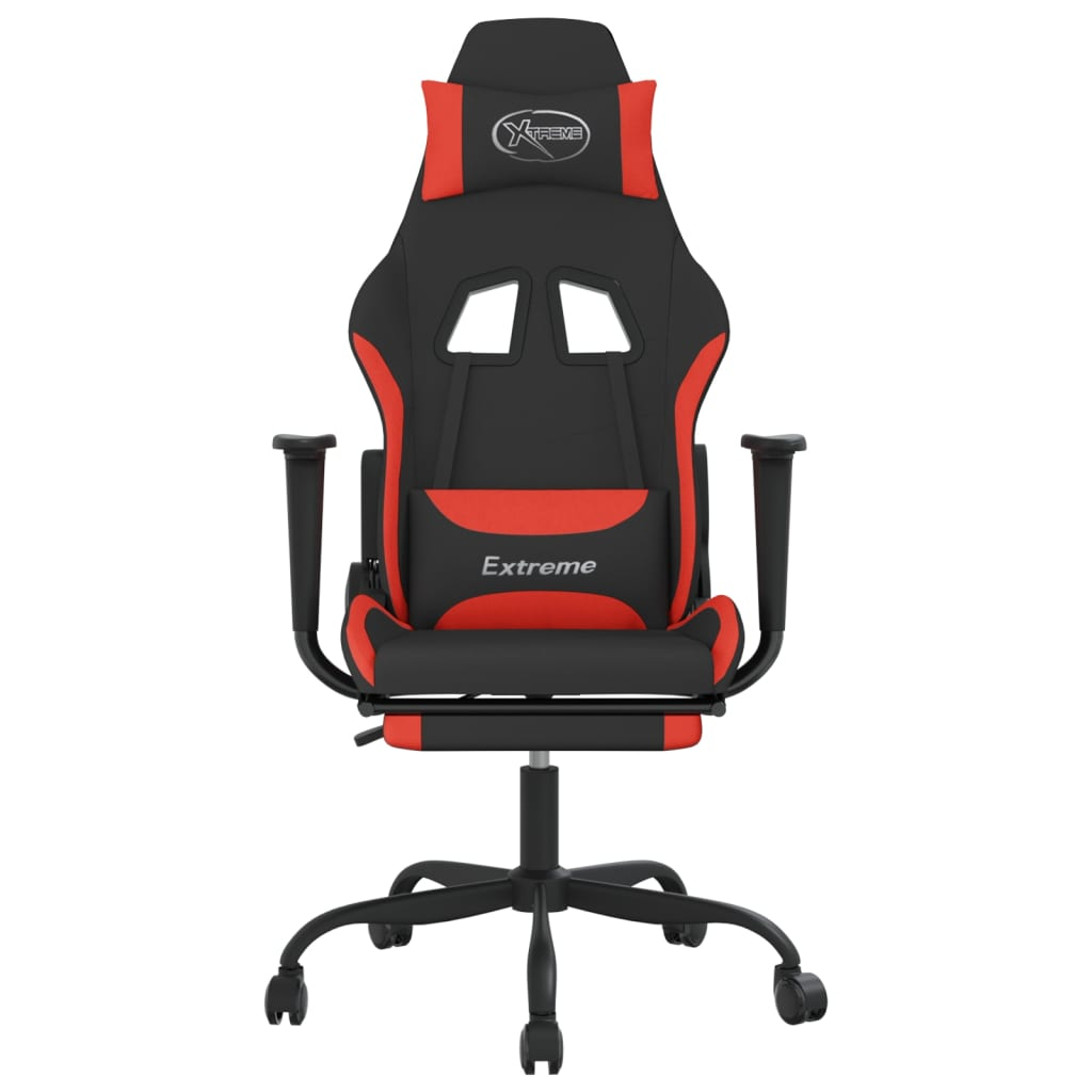 vidaXL Gaming Chair with Footrest Black and Red Fabric - Luminous Bear Shop