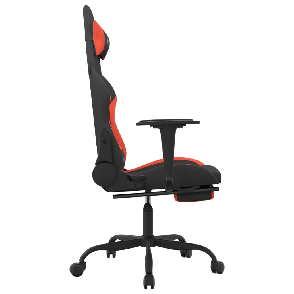 vidaXL Gaming Chair with Footrest Black and Red Fabric - Luminous Bear Shop