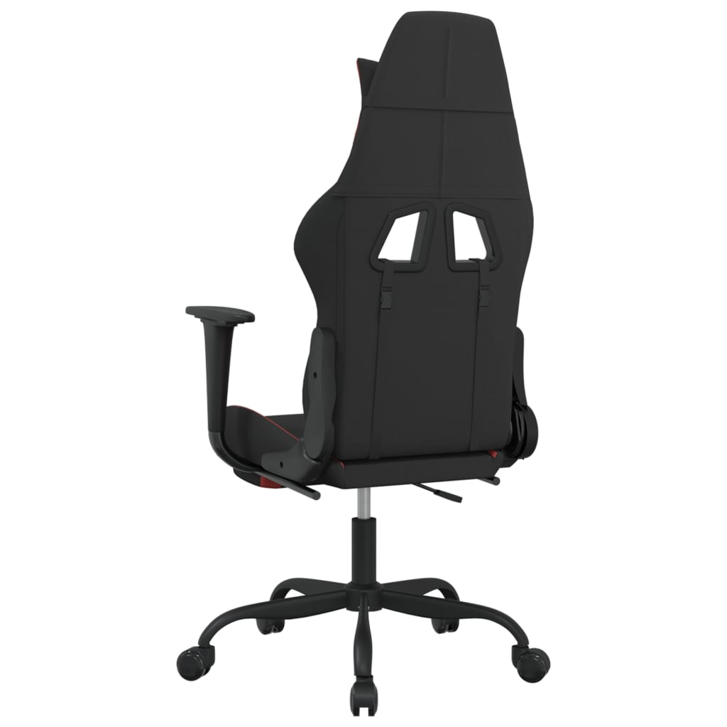 vidaXL Gaming Chair with Footrest Black and Red Fabric - Luminous Bear Shop