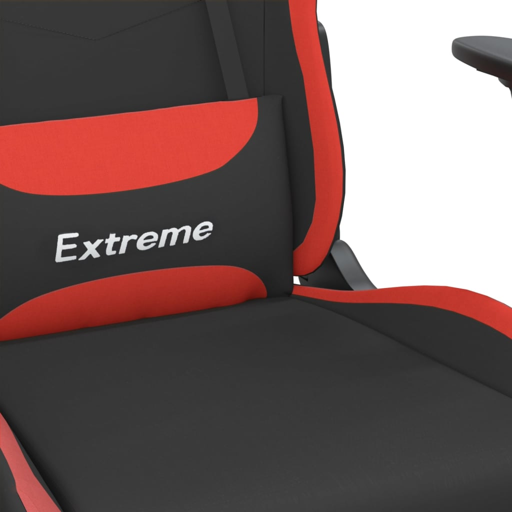 vidaXL Gaming Chair with Footrest Black and Red Fabric - Luminous Bear Shop