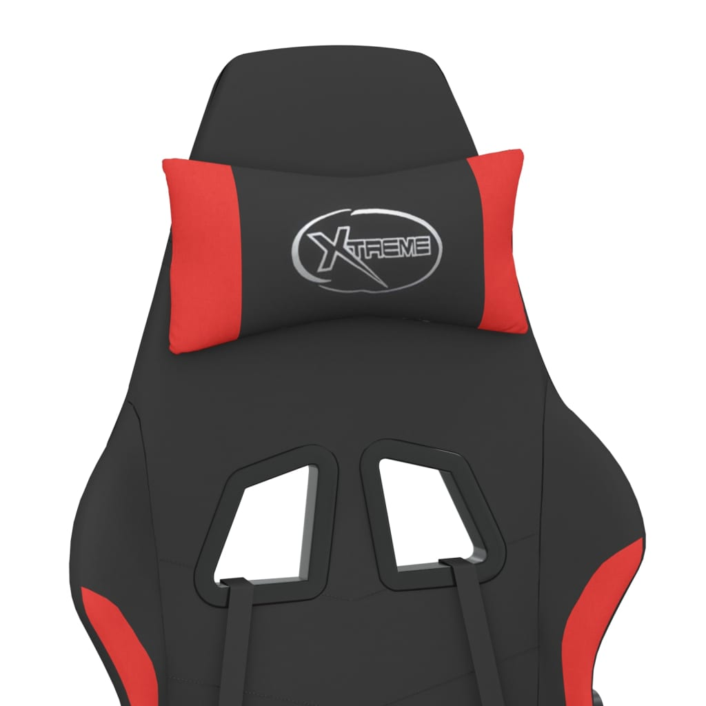 vidaXL Gaming Chair with Footrest Black and Red Fabric - Luminous Bear Shop