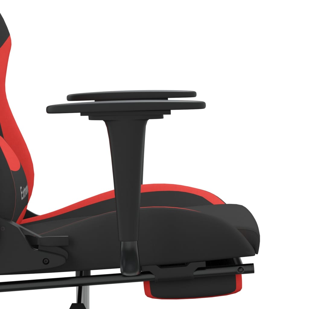 vidaXL Gaming Chair with Footrest Black and Red Fabric - Luminous Bear Shop