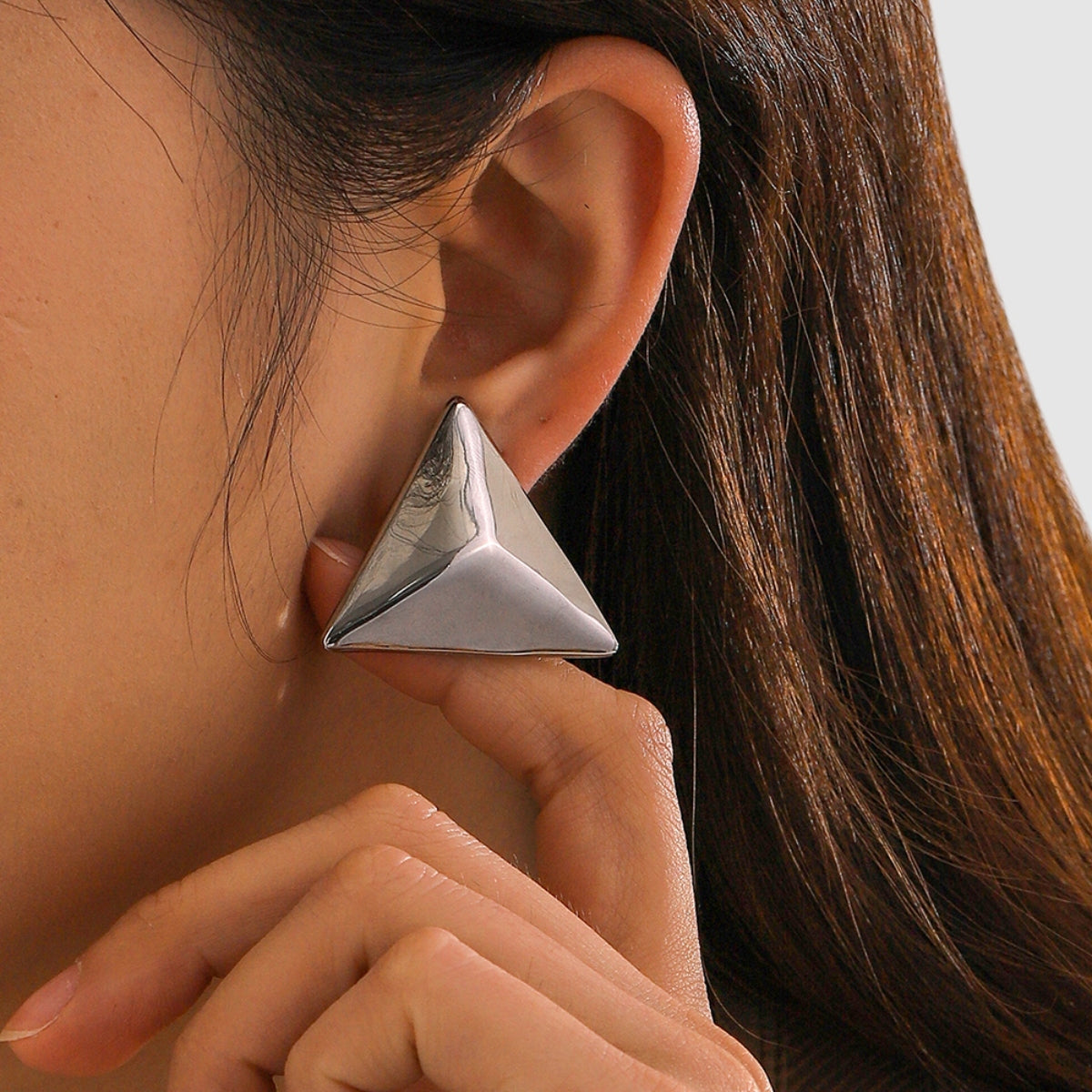 Stainless Steel 3D Triangle Earrings - Luminous Bear Shop