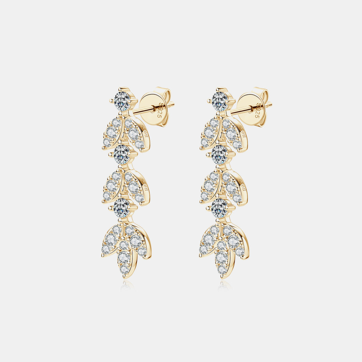 925 Sterling Silver Moissanite Leaf Earrings - Luminous Bear Shop