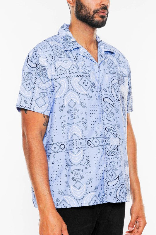 Mens Collared Print Button Down - Luminous Bear Shop