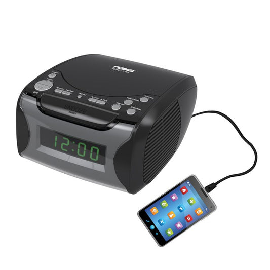 Naxa Dual Alarm Clock Radio w CD Player & USB - Luminous Bear Shop