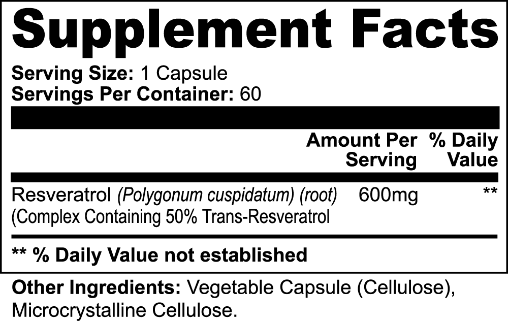 Resveratrol 50% 600mg - Luminous Bear Shop