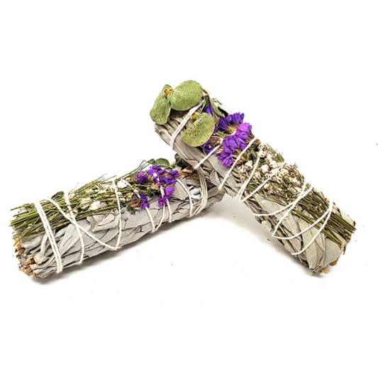 Home fragrance Floral Sage -White Sage, Eucalyptus, Purple Sinuata & Lavender 4"- 1 piece - Luminous Bear Shop